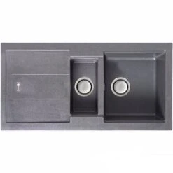 Carron Phoenix Bali 150 1.5 Bowl Granite Kitchen Sink - Stone Grey - 114.0055.865