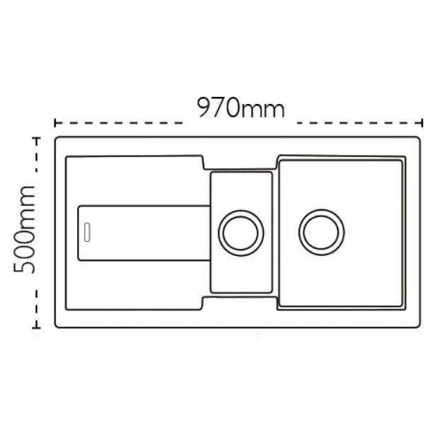 Carron Phoenix Bali 150 1.5 Bowl Granite Kitchen Sink - Stone Grey - 114.0055.865 2 Carron Phoenix Bali 150 1.5 Bowl Granite Kitchen Sink - Stone Grey - 114.0055.865 - Image 2
