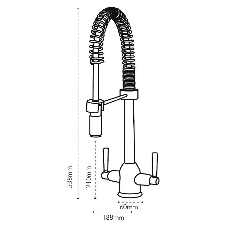 Carron Phoenix Dante Pro Pull Out Dual Lever Kitchen Tap - Chrome - 115.0191.084 2 Carron Phoenix Dante Pro Pull Out Dual Lever Kitchen Tap - Chrome - 115.0191.084 - Image 2