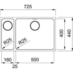 Franke Mythos 1.5 Bowl Undermount Kitchen Sink With LH Small Bowl MYX 160-50-16 - Stainless Steel - 122.0606.920 -Blanco Shop 122.0606.920 dimensions