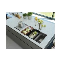 Franke Kubus 2 1.5 Bowl Undermount Fragranite Kitchen Sink KNG 120 - Stone Grey - 125.0633.287 -Blanco Shop 125.0633.287 1 1