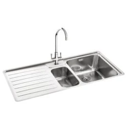 Carron Phoenix Atoll 150 1.5 Bowl Stainless Steel Kitchen Sink - Left Hand Drainer - 127.0576.503