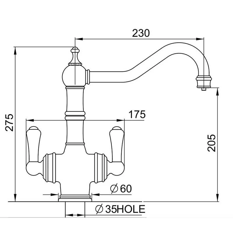 Perrin & Rowe Aquitaine Kitchen Mixer Tap - Chrome - 1470CP 2 Perrin & Rowe Aquitaine Kitchen Mixer Tap - Chrome - 1470CP - Image 2