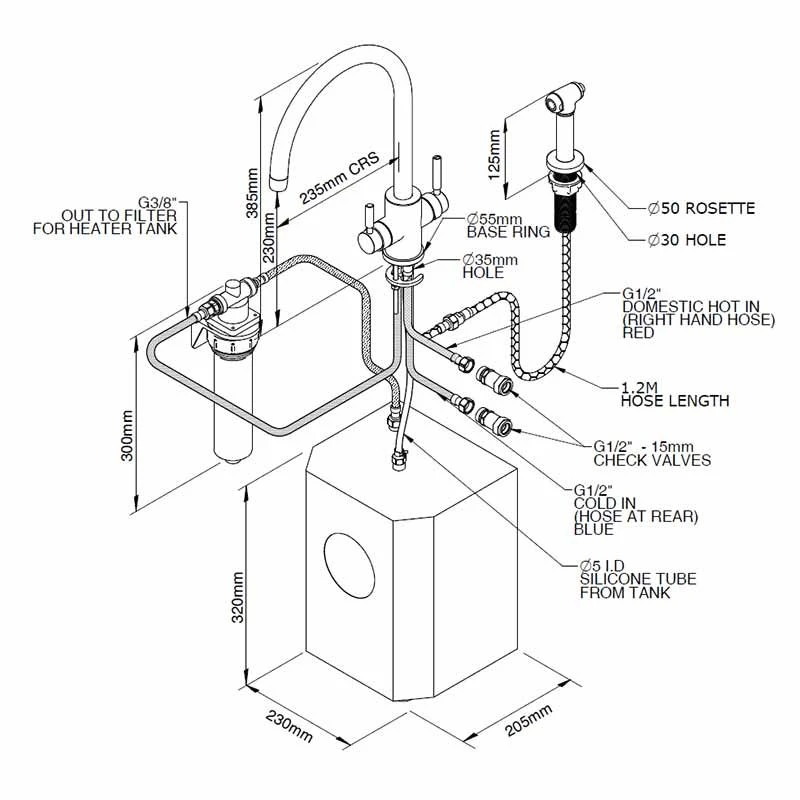 Perrin & Rowe 3-in-1 Hot Kitchen Tap With C-spout - Polished Brass 2 Perrin & Rowe 3-in-1 Hot Kitchen Tap With C-spout - Polished Brass - Image 2