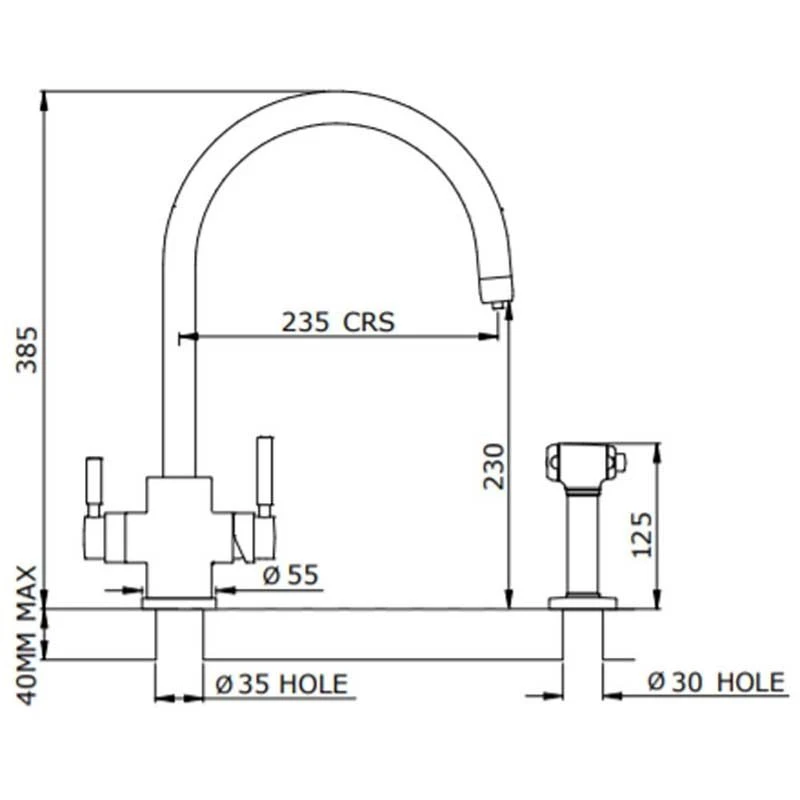 Perrin & Rowe 3-in-1 Hot Water Kitchen Tap With C-Spout - Chrome - 1712CP 4 Perrin & Rowe 3-in-1 Hot Water Kitchen Tap With C-Spout - Chrome - 1712CP - Image 4