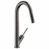 Axor Starck Single Lever Kitchen Mixer 270 With Pull-Out Spray - Polished Black Chrome - 10821330