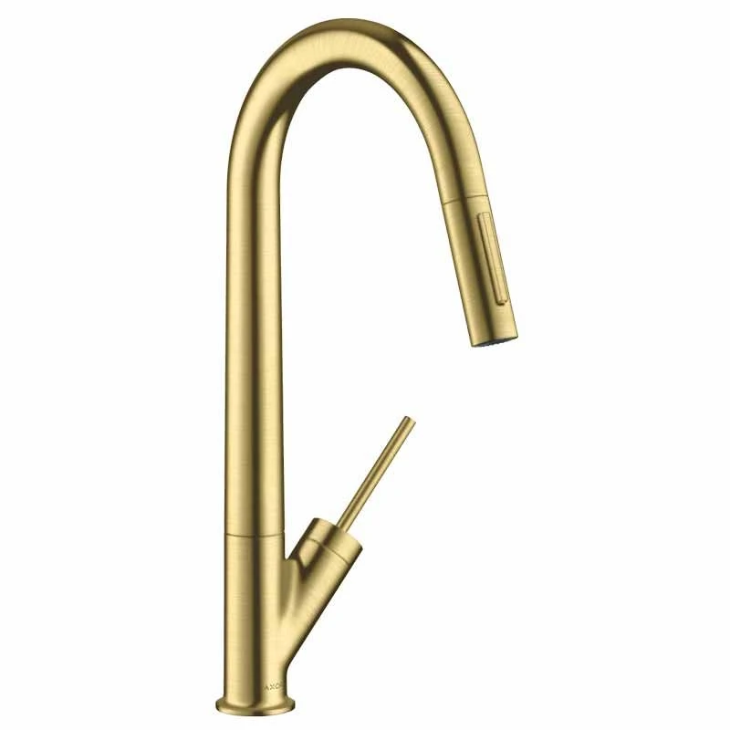 Axor Starck Single Lever Kitchen Mixer 270 With Pull-Out Spray - Brushed Brass - 10821950 1 Axor Starck Single Lever Kitchen Mixer 270 With Pull-Out Spray - Brushed Brass - 10821950