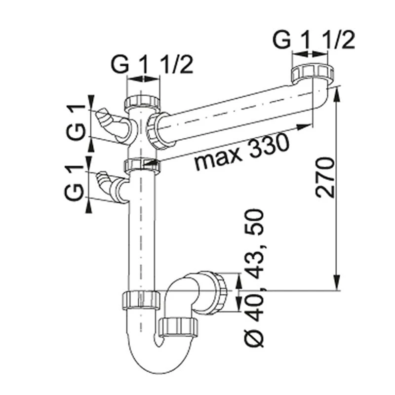 Franke Siphon 1 Plumbing Kit For 1 & 0.5 Bowl Kitchen Sinks - 112.0059.946 2 Franke Siphon 1 Plumbing Kit For 1 & 0.5 Bowl Kitchen Sinks - 112.0059.946 - Image 2