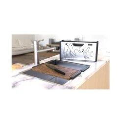 Franke Andy Chef Accessories Set For Franke Box Kitchen Sinks - Stainless Steel - 112.0619.946 -Blanco Shop 1 1 112.0619.946 on top of sink