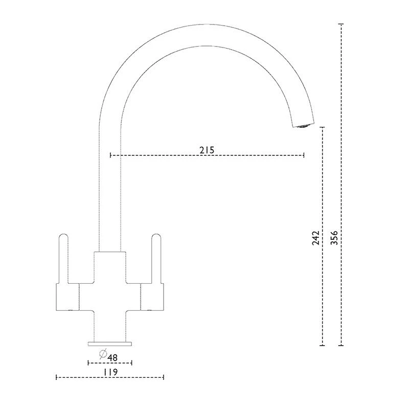 Carron Phoenix Rosolina J Spout Kitchen Tap - Matt Black - 115.0605.454 2 Carron Phoenix Rosolina J Spout Kitchen Tap - Matt Black - 115.0605.454 - Image 2