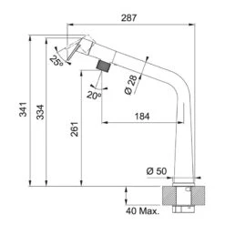 Franke Icon Swivel Spout Kitchen Mixer Tap - Chrome - 115.0625.185 8 Franke Icon Swivel Spout Kitchen Mixer Tap - Chrome - 115.0625.185 -Blanco Shop 1 1 115.0625.185 dimensions