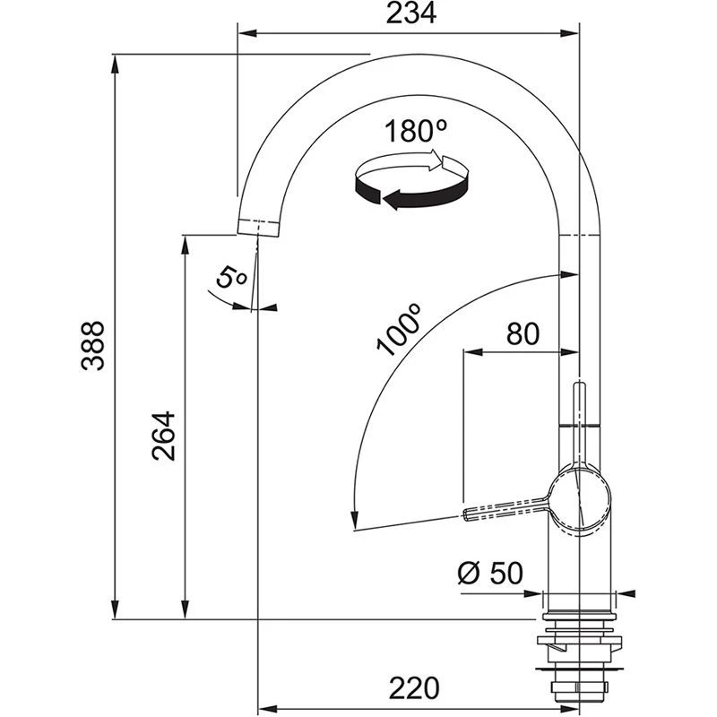 Franke Active J Swivel Spout Tap - Matt Black - 115.0653.398 2 Franke Active J Swivel Spout Tap - Matt Black - 115.0653.398 - Image 2