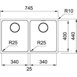 Franke Mythos 2 Bowl Undermount Kitchen Sink MYX 120 34-34 - Stainless Steel - 122.0607.085 6 Franke Mythos 2 Bowl Undermount Kitchen Sink MYX 120 34-34 - Stainless Steel - 122.0607.085 -Blanco Shop 1 2 122.0607.085 dimension
