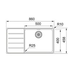 Franke Mythos Plus 1 Bowl Inset Kitchen Sink With Right Hand Drainer MYX 211-86 - Right Hand Drainer - 127.0640.513 -Blanco Shop 1 2 127.0640.513 dimensions
