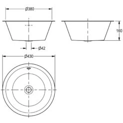 KWC DVS Round Inset Sink Bowl 380mm D20142N - Stainless Steel - 203.0000.050
