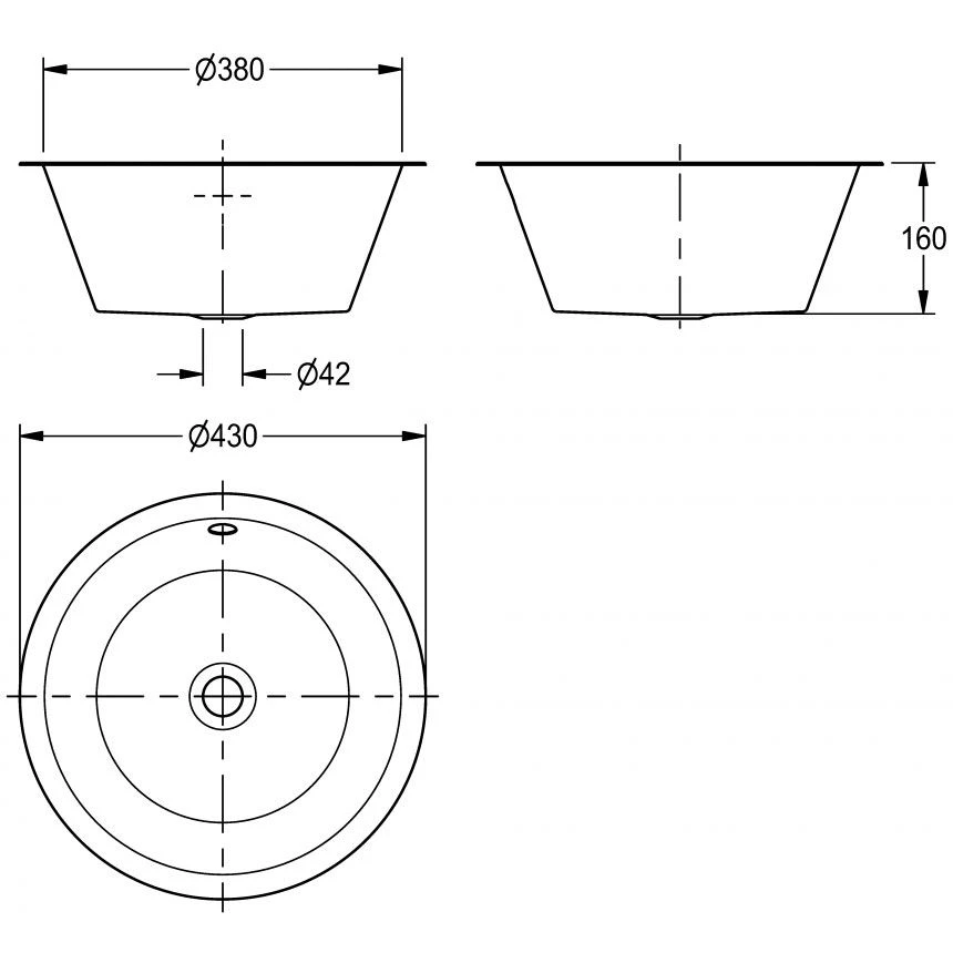 KWC DVS Round Inset Sink Bowl 380mm D20142N - Stainless Steel - 203.0000.050 1 KWC DVS Round Inset Sink Bowl 380mm D20142N - Stainless Steel - 203.0000.050