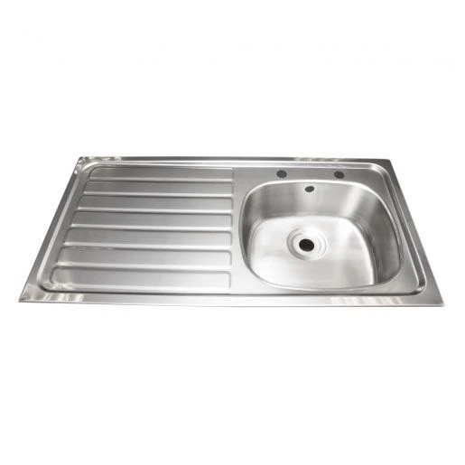 KWC DVS Single Bowl Left Hand Drainer Inset Sink With 2 Tapholes B20085L - 207.0000.019 1 KWC DVS Single Bowl Left Hand Drainer Inset Sink With 2 Tapholes B20085L - 207.0000.019