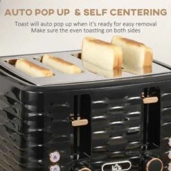 HOMCOM 1600W 1.7 Litre Rapid Boil Kettle & Toaster Set - Black - 800-162V70BK -Blanco Shop 2lob10188f7812013.jpg