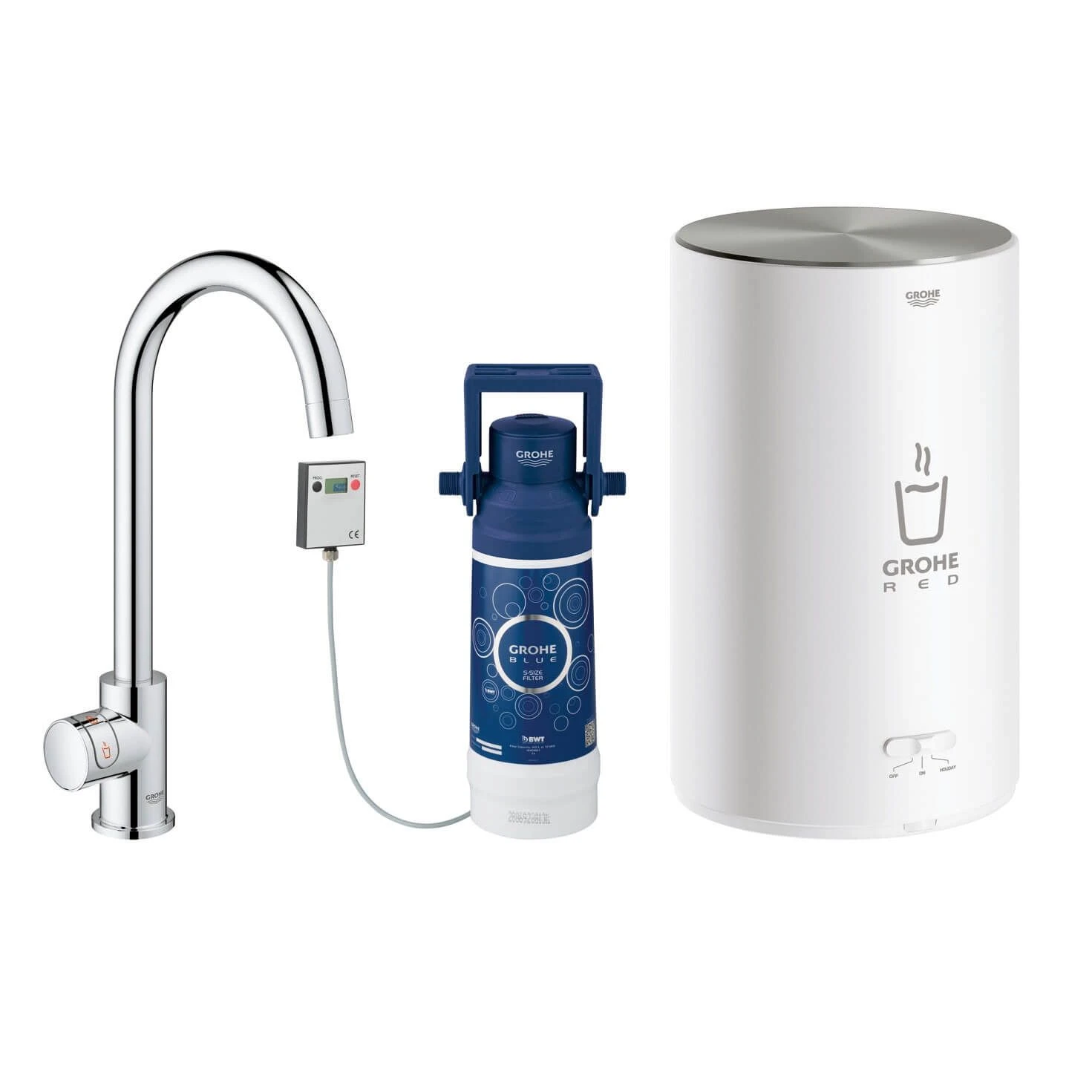 Grohe Red II Mono C Spout Tap & M Size Boiler Chrome 30060001 1 Grohe Red II Mono C Spout Tap & M Size Boiler Chrome 30060001
