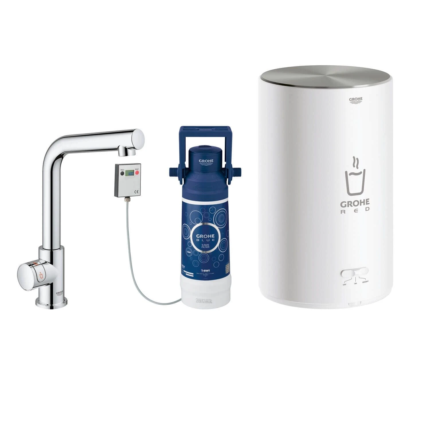 Grohe Red II Mono L Spout Tap & M Size Boiler Chrome 30329001 1 Grohe Red II Mono L Spout Tap & M Size Boiler Chrome 30329001