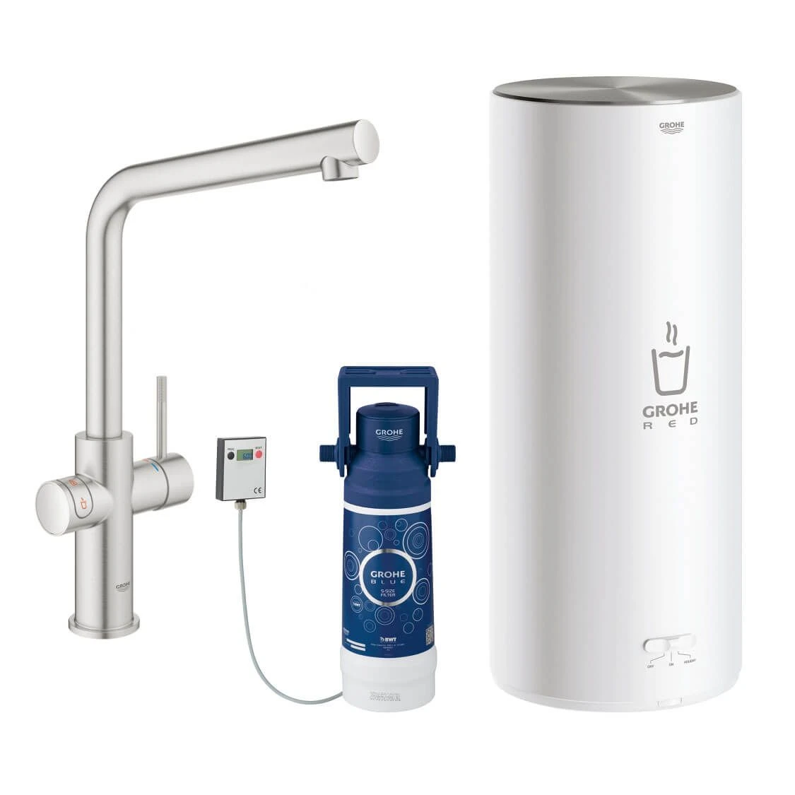 Grohe Red II Duo L Spout Tap & L Size Boiler - SuperSteel - 30340DC1 1 Grohe Red II Duo L Spout Tap & L Size Boiler - SuperSteel - 30340DC1