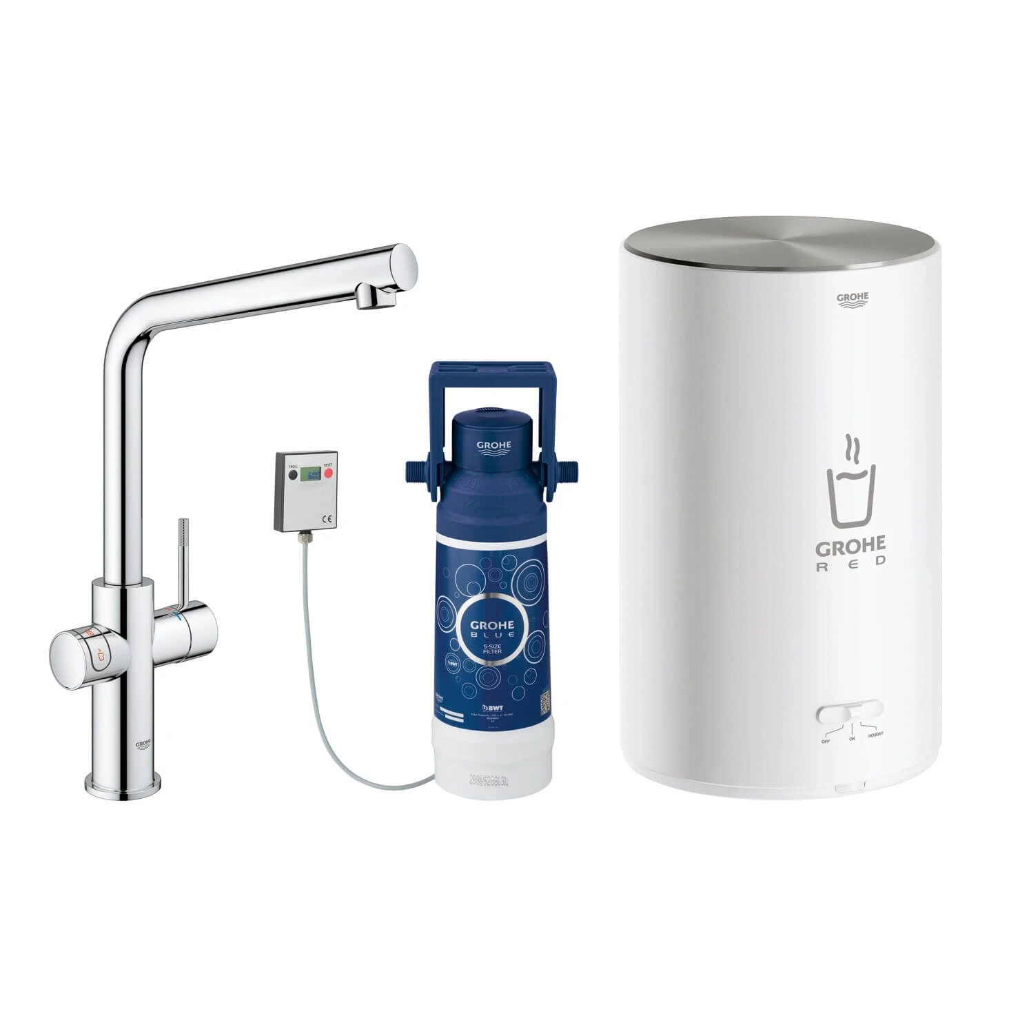 Grohe Red II Duo L Spout Tap & M Size Boiler Chrome 30341001 1 Grohe Red II Duo L Spout Tap & M Size Boiler Chrome 30341001