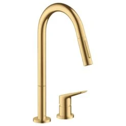 AXOR Citterio M Single Lever Kitchen Mixer Tap 220 With Pull Out Spray 2TH - Brushed Gold Optic - 34822250
