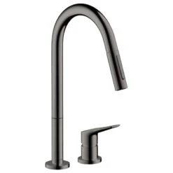 AXOR Citterio M Single Lever Kitchen Mixer Tap 220 With Pull Out Spray 2TH - Polished Black Chrome - 34822330