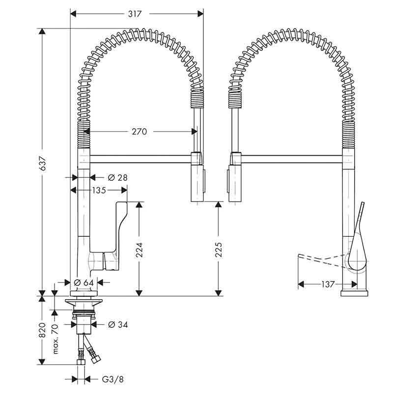 Axor Citterio Single Lever Kitchen Mixer 230 Semi-Pro - Stainless Steel Finish - 39840800 2 Axor Citterio Single Lever Kitchen Mixer 230 Semi-Pro - Stainless Steel Finish - 39840800 - Image 2