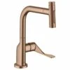 Axor Citterio Single Lever Kitchen Mixer Select 230 2 Jet With Pull-Out Spray - Brushed Red Gold - 39863310