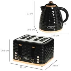 HOMCOM 1600W 1.7 Litre Rapid Boil Kettle & Toaster Set - Black - 800-162V70BK -Blanco Shop 3uha12188f7812013.jpg