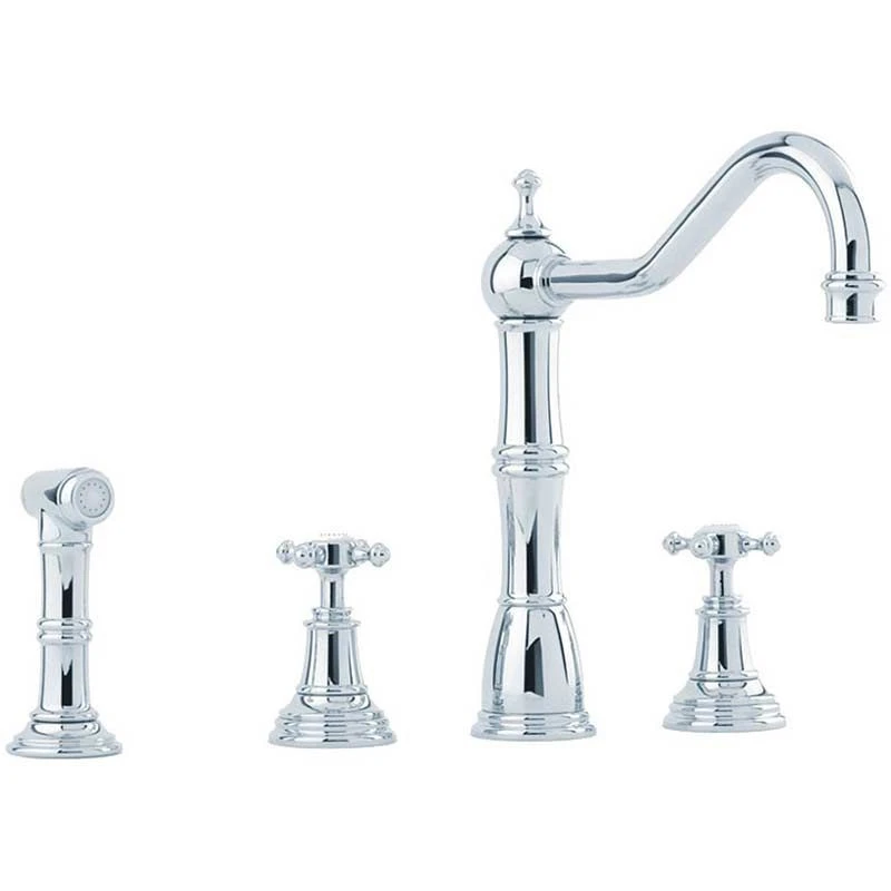 Perrin & Rowe Alsace Kitchen Mixer Tap With Crosshead Handles - Chrome - 4775CP 1 Perrin & Rowe Alsace Kitchen Mixer Tap With Crosshead Handles - Chrome - 4775CP
