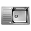 Blanco LANTOS XL 6 S-IF Compact Reversible Stainless Steel 1 Bowl Inset Kitchen Sink - Brushed Finish - 454796