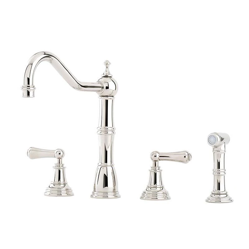 Perrin & Rowe Alsace Kitchen Mixer With Lever Handles And Rinse - Nickel - 4776NI 1 Perrin & Rowe Alsace Kitchen Mixer With Lever Handles And Rinse - Nickel - 4776NI