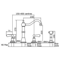 Perrin & Rowe Alsace Kitchen Mixer With Lever Handles And Rinse - Nickel - 4776NI 5 Perrin & Rowe Alsace Kitchen Mixer With Lever Handles And Rinse - Nickel - 4776NI -Blanco Shop 4 7 4776ni 2