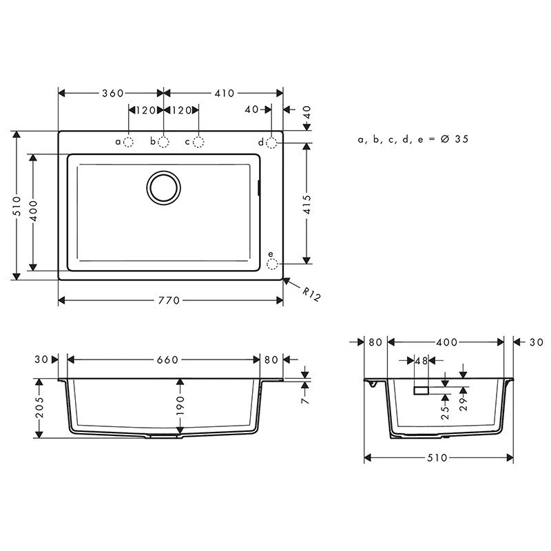 Hansgrohe S510-F660 Built-in Kitchen Sink 660 - Graphite Black - 43313170 2 Hansgrohe S510-F660 Built-in Kitchen Sink 660 - Graphite Black - 43313170 - Image 2