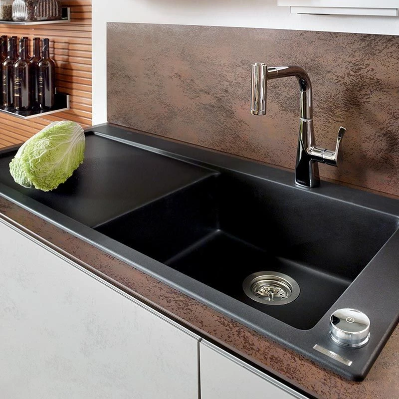Hansgrohe S514-F450 Built-in Kitchen Sink 450 With Drainboard Left - Stone Grey - 43314290 3 Hansgrohe S514-F450 Built-in Kitchen Sink 450 With Drainboard Left - Stone Grey - 43314290 - Image 3