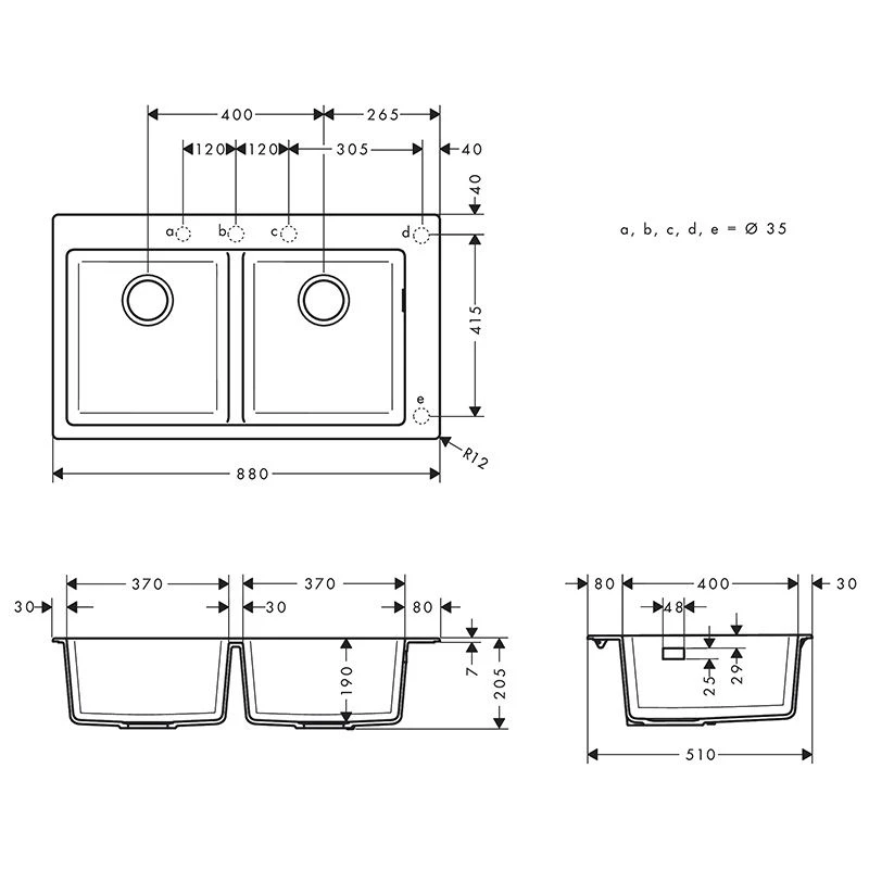 Hansgrohe S510-F770 Built-in Kitchen Sink 370/370 - Stone Grey - 43316290 2 Hansgrohe S510-F770 Built-in Kitchen Sink 370/370 - Stone Grey - 43316290 - Image 2