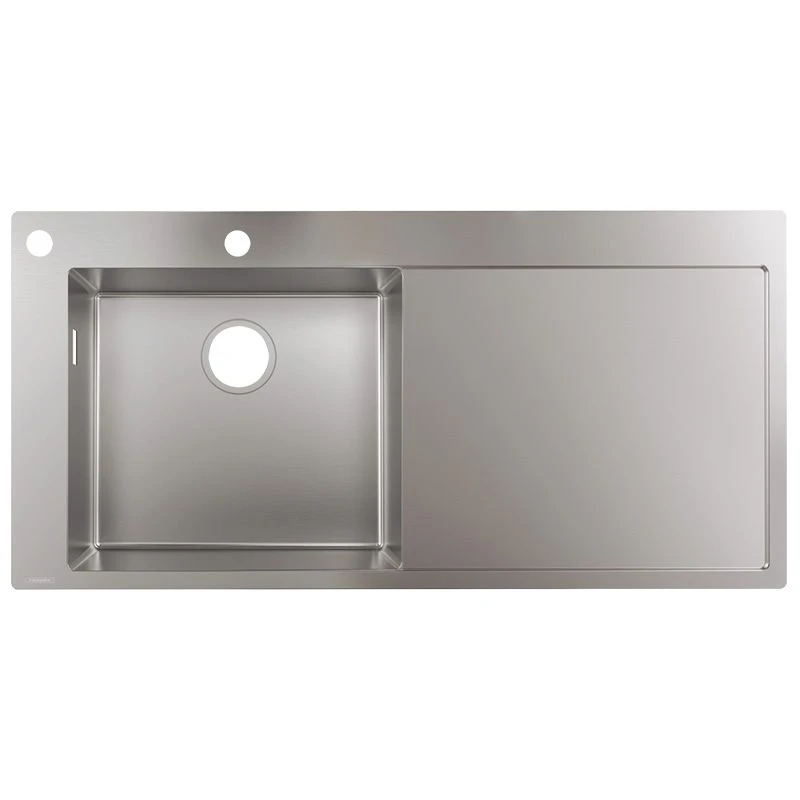 Hansgrohe S718-F450 Built-in Kitchen Sink 450 With Drainboard Right - Stainless Steel - 43332800 1 Hansgrohe S718-F450 Built-in Kitchen Sink 450 With Drainboard Right - Stainless Steel - 43332800