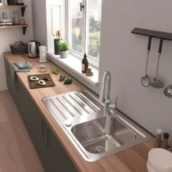Hansgrohe S4113-F340 Built-in Kitchen Sink 340/400 With Drainboard - Stainless Steel - 43337800 -Blanco Shop 4 4 3 43337800 2