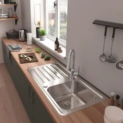 Hansgrohe S4113-F400 Built-in Kitchen Sink 400/400 With Drainboard - Stainless Steel - 43338800 -Blanco Shop 4 4 3 43338800 2