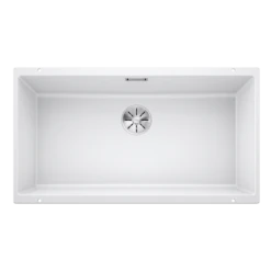 Blanco SUBLINE 800-U Silgranit 1 Bowl Undermount Kitchen Sink With Manual InFino Waste - White - 523145