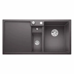 Blanco COLLECTIS 6 S RH Silgranit 1.5 Bowl Inset Kitchen Sink With Drain Remote Control - Rock Grey - 523345