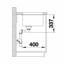 Blanco SUBLINE 800-U Silgranit 1 Bowl Undermount Kitchen Sink With Manual InFino Waste - White - 523145 -Blanco Shop 5 2 523145 dimensions1
