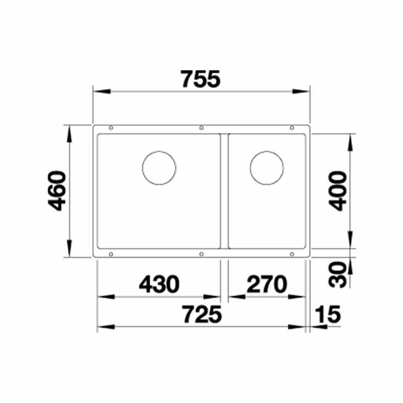 Blanco SUBLINE 430/270-U LH Silgranit 1.5 Bowl Undermount Kitchen Sink With Manual InFino Waste - Rock Grey - 523152 2 Blanco SUBLINE 430/270-U LH Silgranit 1.5 Bowl Undermount Kitchen Sink With Manual InFino Waste - Rock Grey - 523152 - Image 2