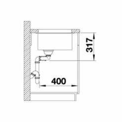 Blanco SUBLINE 430/270-U LH Silgranit 1.5 Bowl Undermount Kitchen Sink With Manual InFino Waste - Rock Grey - 523152 6 Blanco SUBLINE 430/270-U LH Silgranit 1.5 Bowl Undermount Kitchen Sink With Manual InFino Waste - Rock Grey - 523152 -Blanco Shop 5 2 523152 dimensions1
