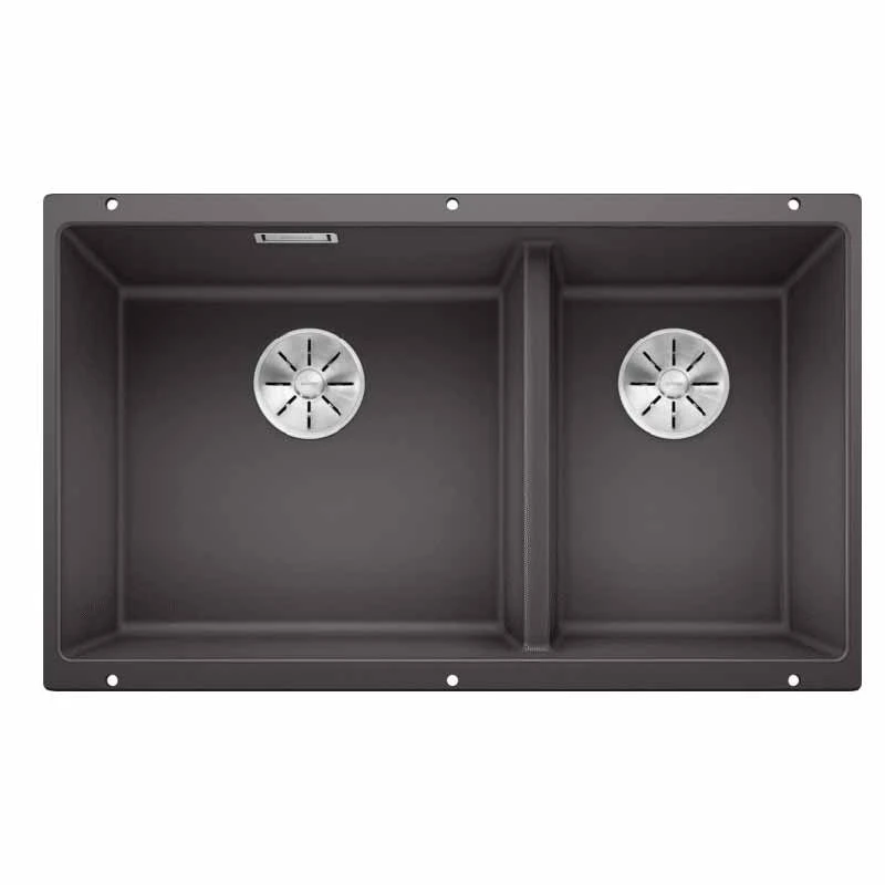 Blanco SUBLINE 430/270-U LH Silgranit 1.5 Bowl Undermount Kitchen Sink With Manual InFino Waste - Rock Grey - 523152 1 Blanco SUBLINE 430/270-U LH Silgranit 1.5 Bowl Undermount Kitchen Sink With Manual InFino Waste - Rock Grey - 523152