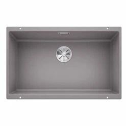 Blanco SUBLINE 700-U Silgranit 1 Bowl Undermount Kitchen Sink With Manual InFino Waste - Alumetallic - 523444