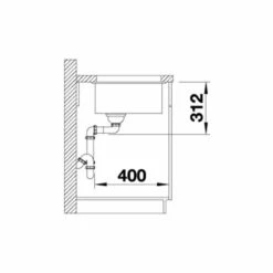 Blanco SUBLINE 700-U Silgranit 1 Bowl Undermount Kitchen Sink With Manual InFino Waste - Alumetallic - 523444 -Blanco Shop 5 2 523444 dimensions1