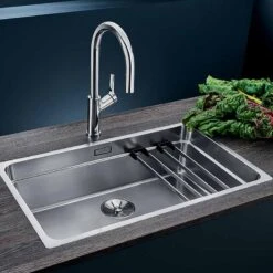 Blanco ETAGON 700-IF Stainless Steel 1 Bowl Inset Kitchen Sink With Manual InFino Waste - Satin Polish - 524272 -Blanco Shop 5 2 524272 lifestyle1
